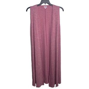 Lularoe Womens Size S Joy Vest Long Pink Textured 172625